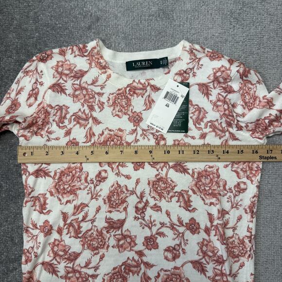 Lauren Ralph Lauren Sweater Womens XS Pale Cream Floral Crewneck NWT Pullover - Picture 5 of 7